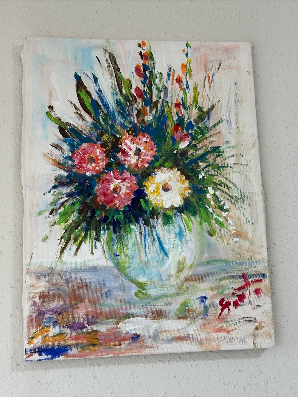 Original Oil Painting Flowers Artwork Flowers Bouquet Art Fantasy. made Italy.